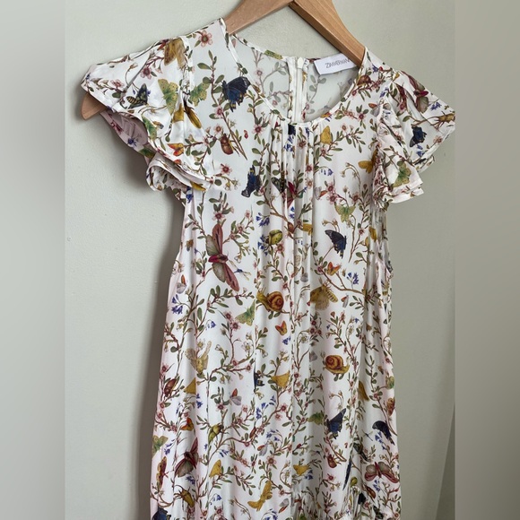 Zimmermann Frilled Tank MIDI Dress Garden Print Butterfly Size 2 / US Medium - Picture 6 of 16